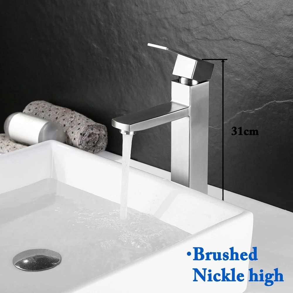 Matte Black Bathroom Sink Faucet – Modern Single Handle Hot & Cold Mixer Tap