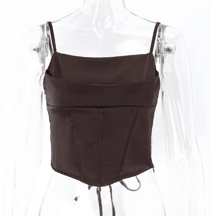 Backless Lace Up Spaghetti Strap Crop Top for Party and Street Style