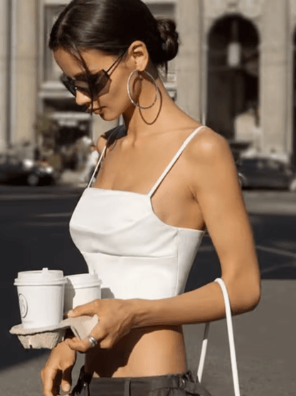 Backless Lace Up Spaghetti Strap Crop Top for Party and Street Style