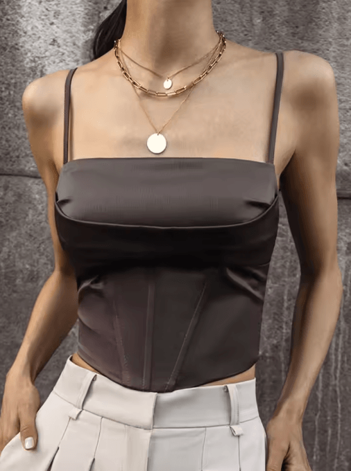 Backless Lace Up Spaghetti Strap Crop Top for Party and Street Style