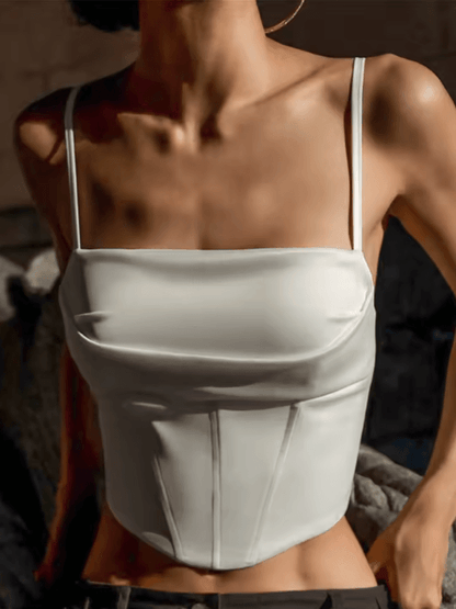 Backless Lace Up Spaghetti Strap Crop Top for Party and Street Style