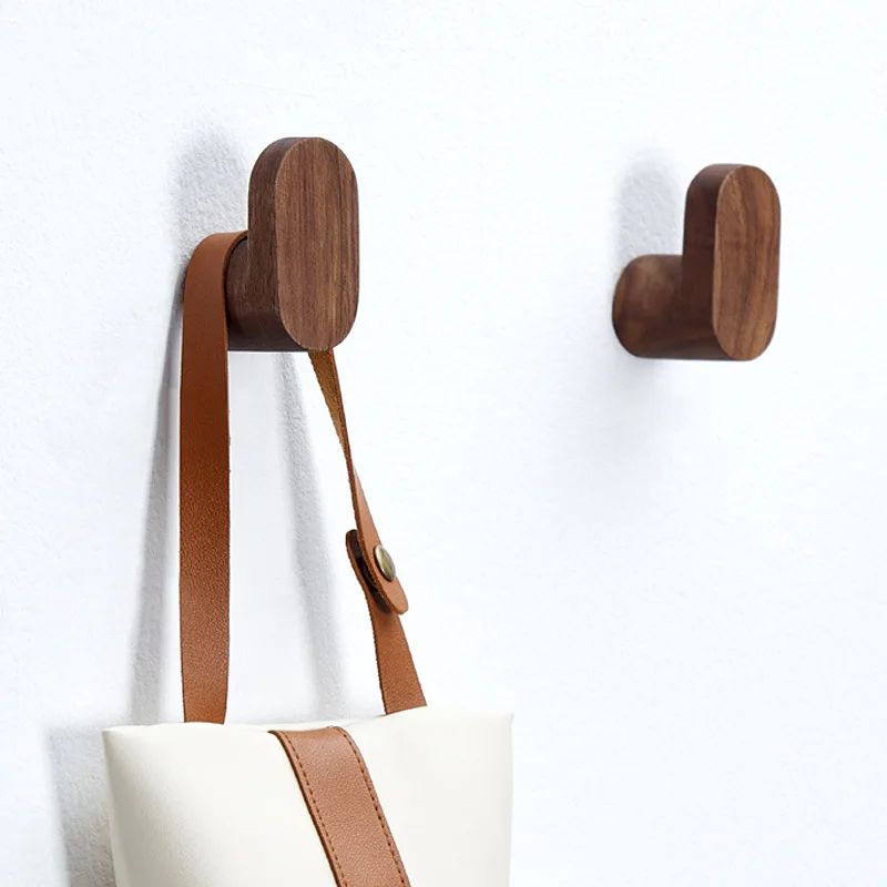 Natural Wood Wall Hook Rack - wall mounted coat rack & Key Holder for Entryway, Bathroom, and Bedroom