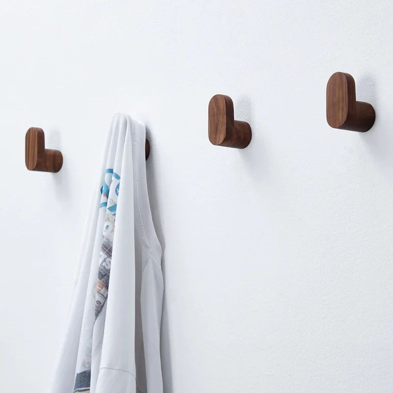 Natural Wood Wall Hook Rack - wall mounted coat rack & Key Holder for Entryway, Bathroom, and Bedroom