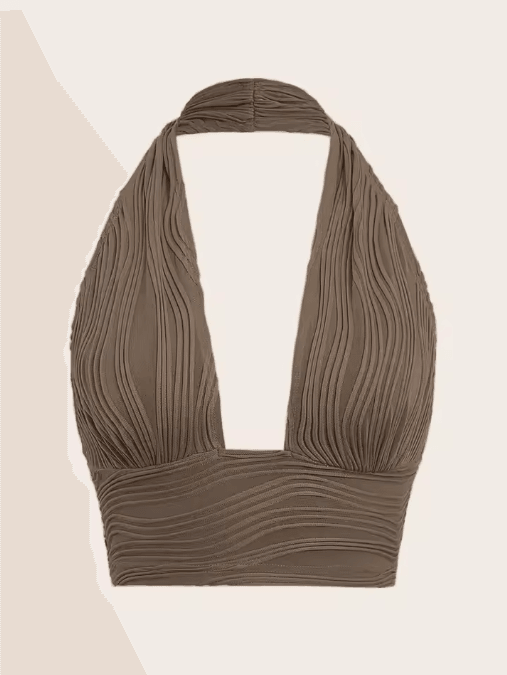 White Deep V Backless Halter Crop Top Y2K Club Street Style