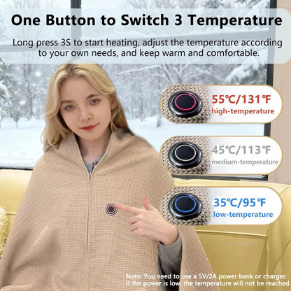 USB Heated Wearable Shawl Blanket