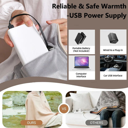 USB Heated Wearable Shawl Blanket