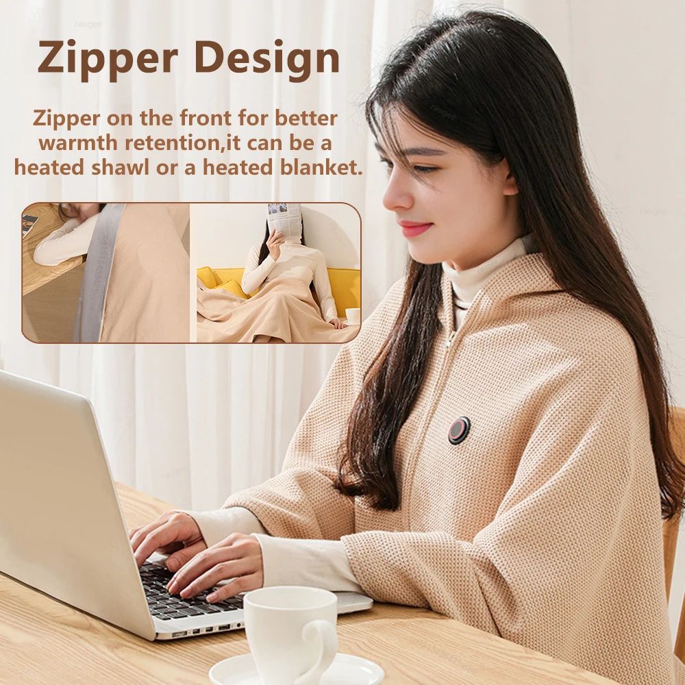 USB Heated Wearable Shawl Blanket