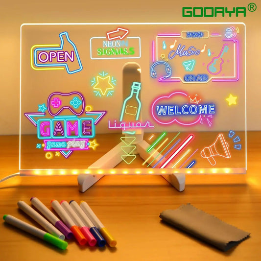 LED Note Board with Night Light and 7 Color Pens