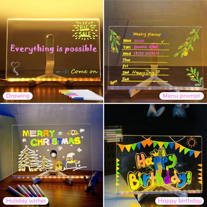 LED Note Board with Night Light and 7 Color Pens