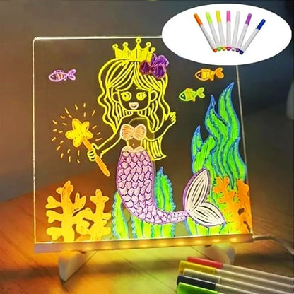 LED Note Board with Night Light and 7 Color Pens