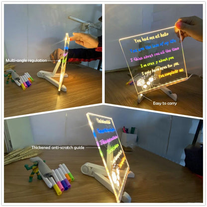 LED Note Board with Night Light and 7 Color Pens