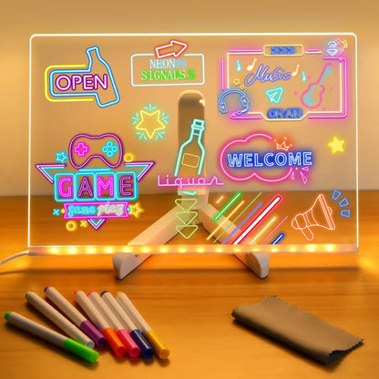 LED Note Board with Night Light and 7 Color Pens