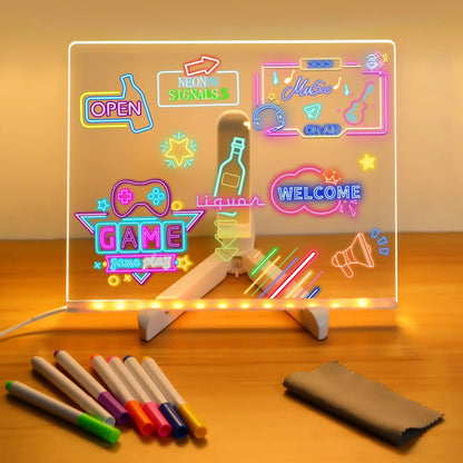 LED Note Board with Night Light and 7 Color Pens