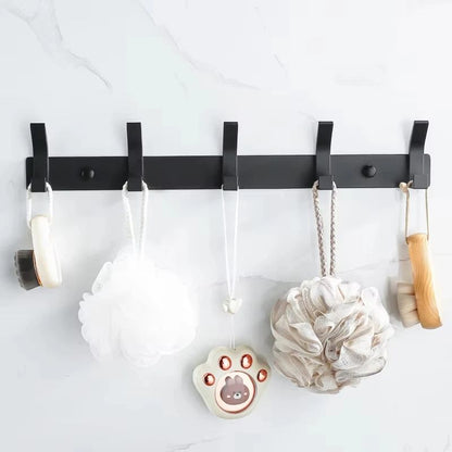 Modern Black Aluminum Wall Hook Rack – Space-Saving Towel & Coat Holder for Bathroom and Entryway