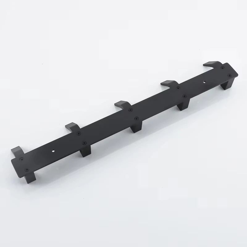Modern Black Aluminum Wall Hook Rack – Space-Saving Towel & Coat Holder for Bathroom and Entryway