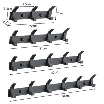 Modern Black Aluminum Wall Hook Rack – Space-Saving Towel & Coat Holder for Bathroom and Entryway