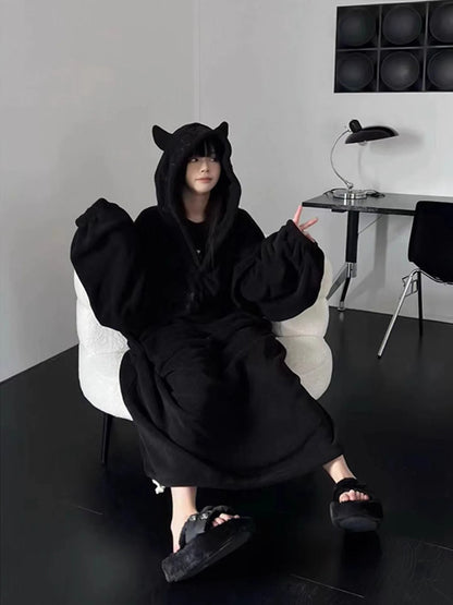 Thickened Padded Pajamas – Oversized Hooded One-Piece Sleepwear & Luxury Winter Homewear