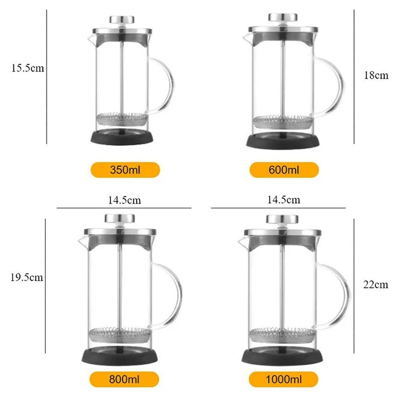 Glass French Press Coffee Maker with Stainless Steel Filter