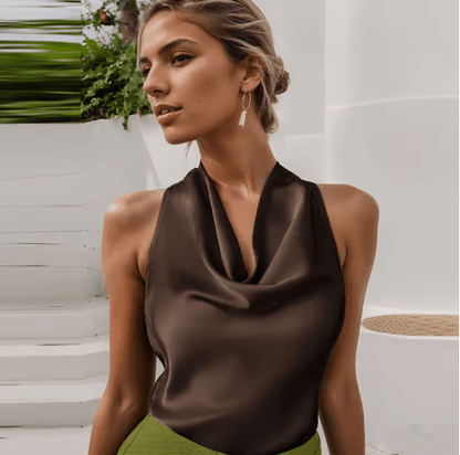 HXAO Satin Halter Backless Corset Top Elegant Summer Tank for Women