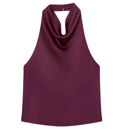 HXAO Satin Halter Backless Corset Top Elegant Summer Tank for Women