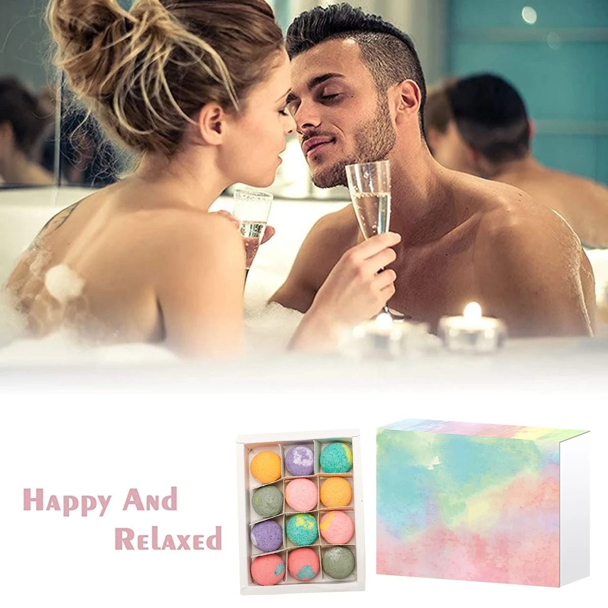 PureBliss Organic Bath Bombs Gift Set 12 Mini Handmade Spa Bombs