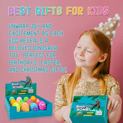 DinoFizz Dinosaur Bath Bombs for Kids 12 Pack Surprise Gift Set