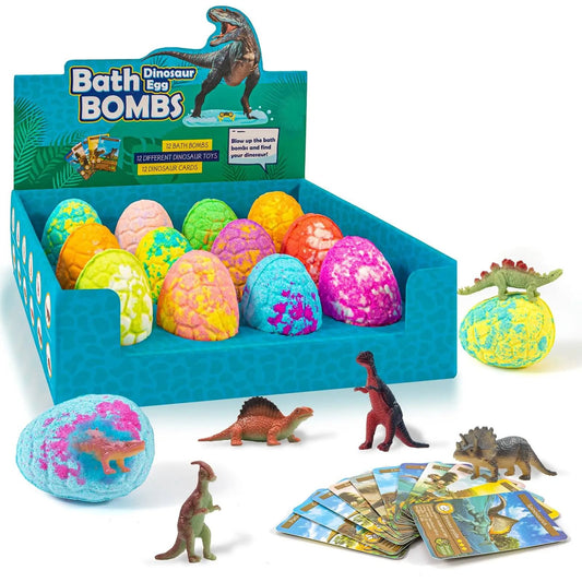 DinoFizz Dinosaur Bath Bombs for Kids 12 Pack Surprise Gift Set