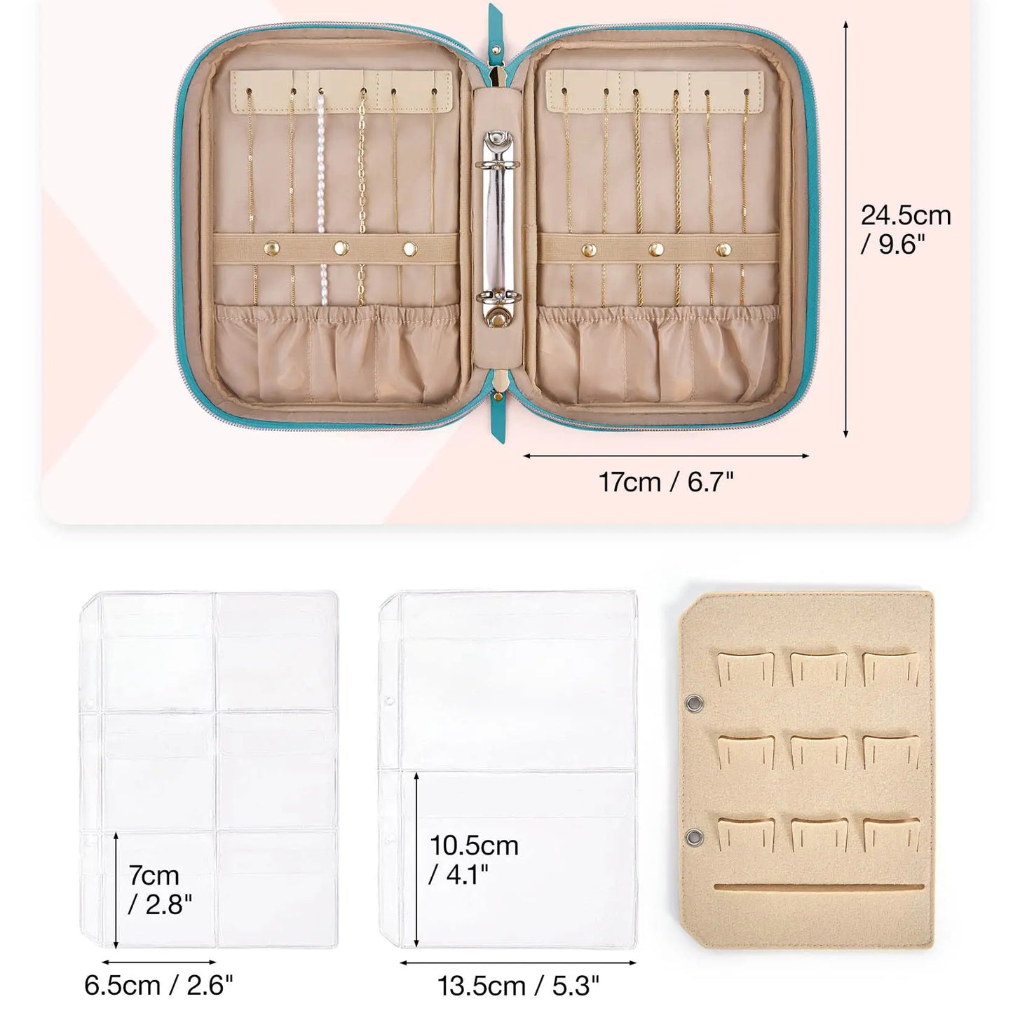 Jewelry Storage Book Ring Binder Pouch Bag for Travel Organizer Necklaces Earrings