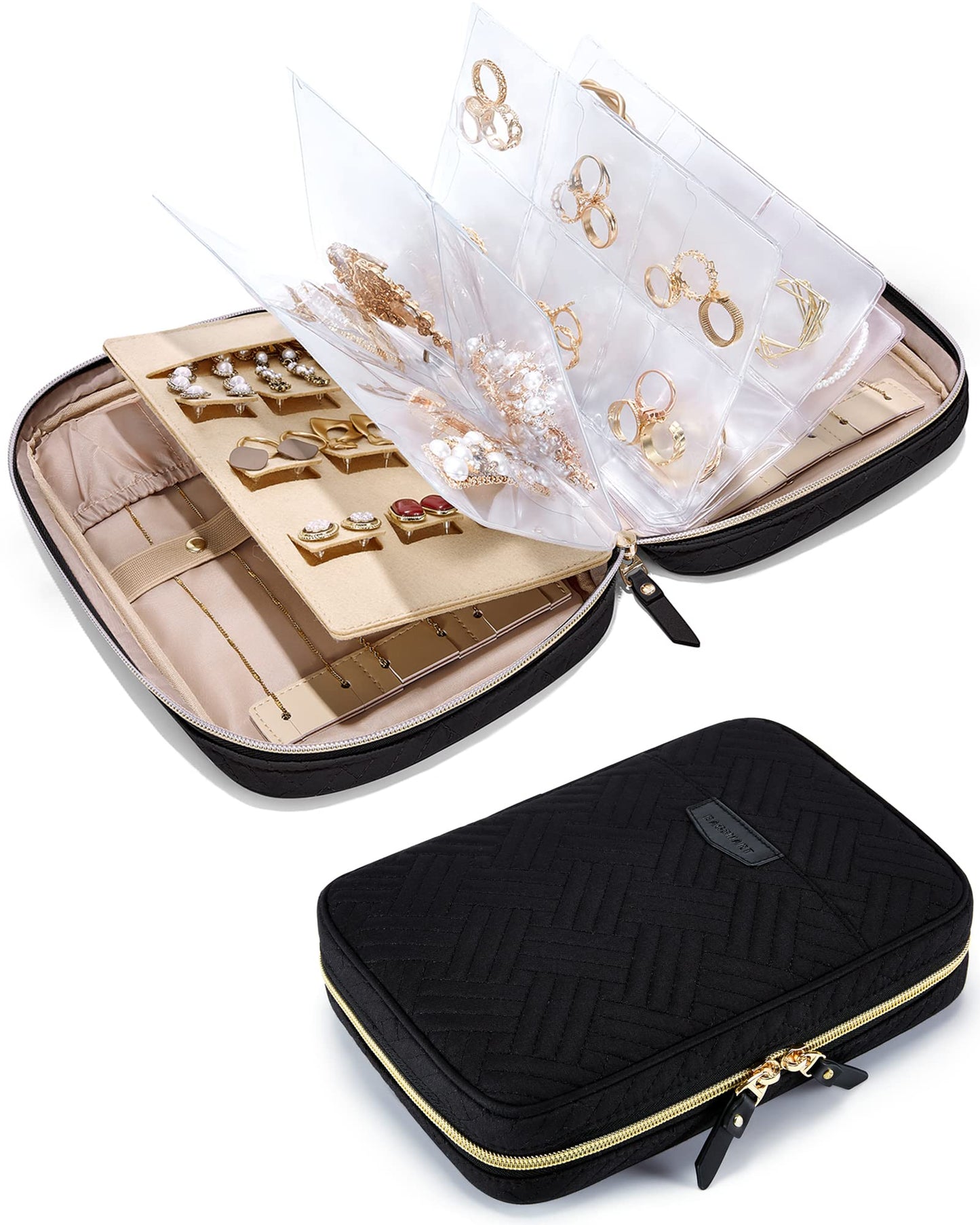 Jewelry Storage Book Ring Binder Pouch Bag for Travel Organizer Necklaces Earrings