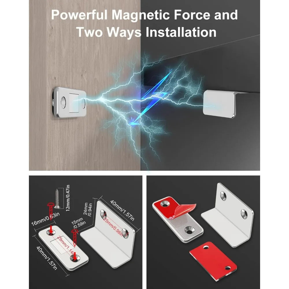 Invisible Magnetic Door Catch Latch Seamless Release Drill Free Mount Ideal for Sliding Doors Cabinets