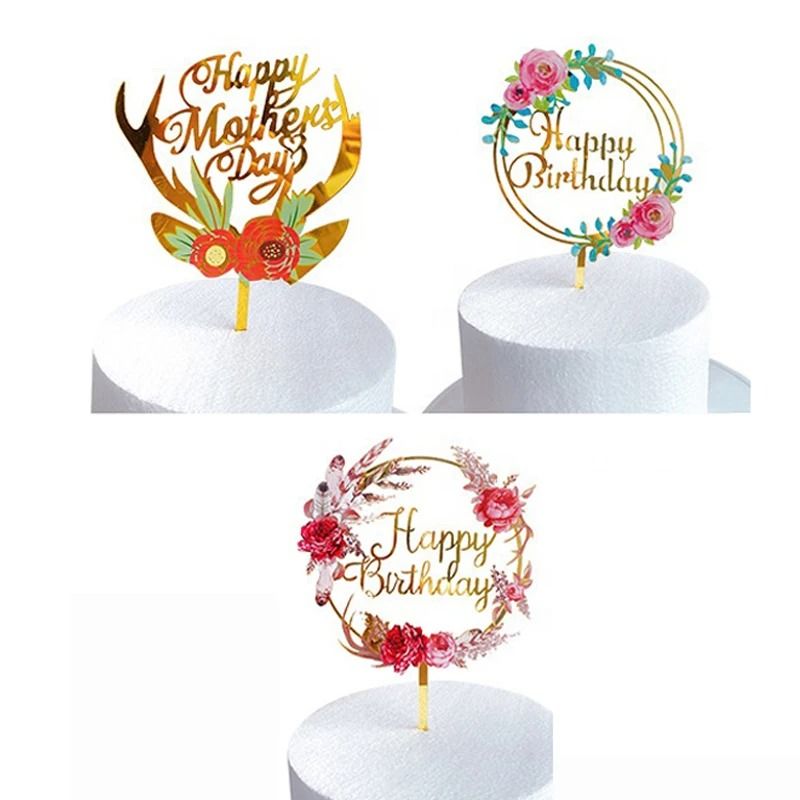 BloomWish Flower Birthday Cake Topper Happy Birthday Insert