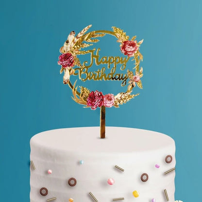 BloomWish Flower Birthday Cake Topper Happy Birthday Insert