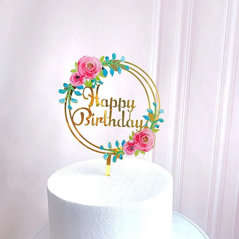 BloomWish Flower Birthday Cake Topper Happy Birthday Insert