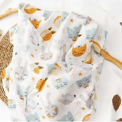 Premium Cotton Muslin Swaddle Blanket 120 x 110 cm Soft Newborn Baby Wrap