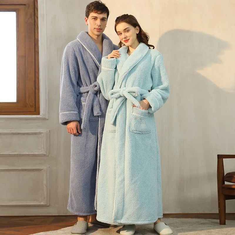 2026 Premium Thick Cotton Robe – Light Luxury Extended Pajama & Comfortable Couple's Bathrobe