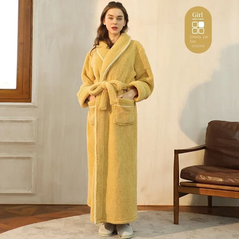 2026 Premium Thick Cotton Robe – Light Luxury Extended Pajama & Comfortable Couple's Bathrobe