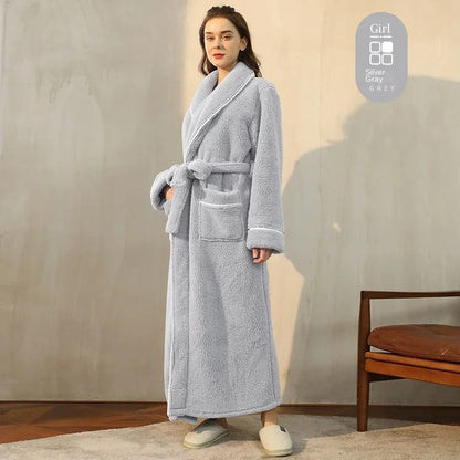 2026 Premium Thick Cotton Robe – Light Luxury Extended Pajama & Comfortable Couple's Bathrobe