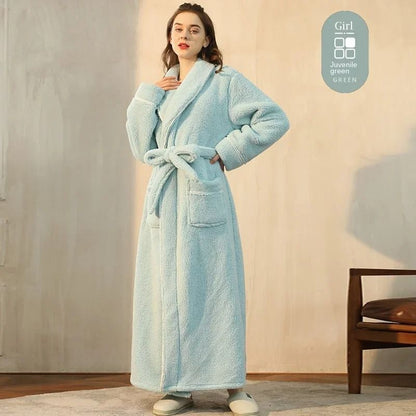 2026 Premium Thick Cotton Robe – Light Luxury Extended Pajama & Comfortable Couple's Bathrobe