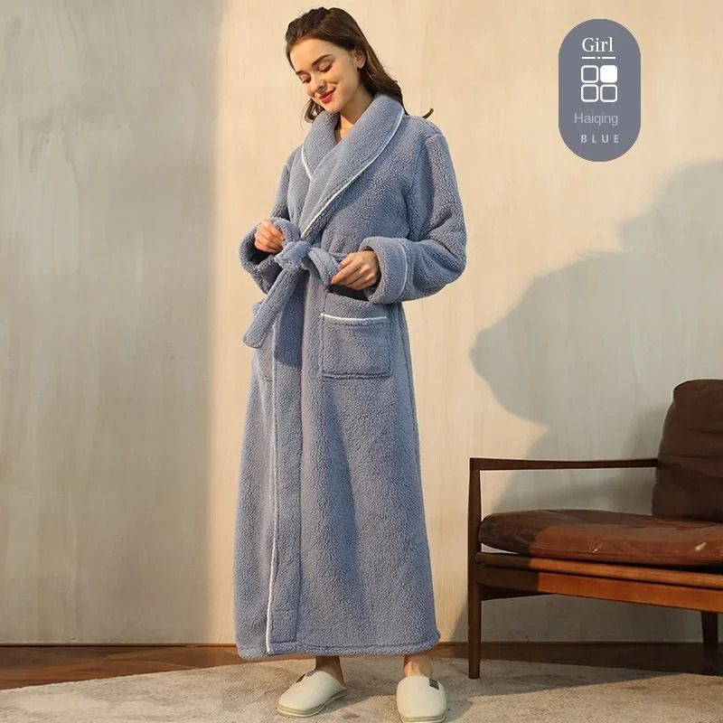 2026 Premium Thick Cotton Robe – Light Luxury Extended Pajama & Comfortable Couple's Bathrobe