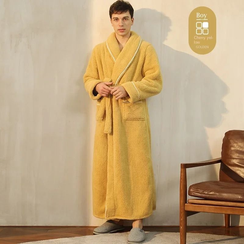 2026 Premium Thick Cotton Robe – Light Luxury Extended Pajama & Comfortable Couple's Bathrobe