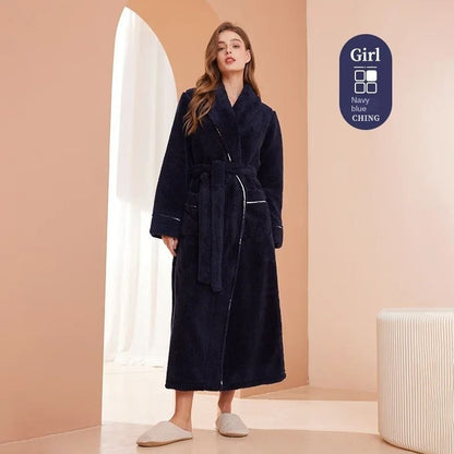 2026 Premium Thick Cotton Robe – Light Luxury Extended Pajama & Comfortable Couple's Bathrobe