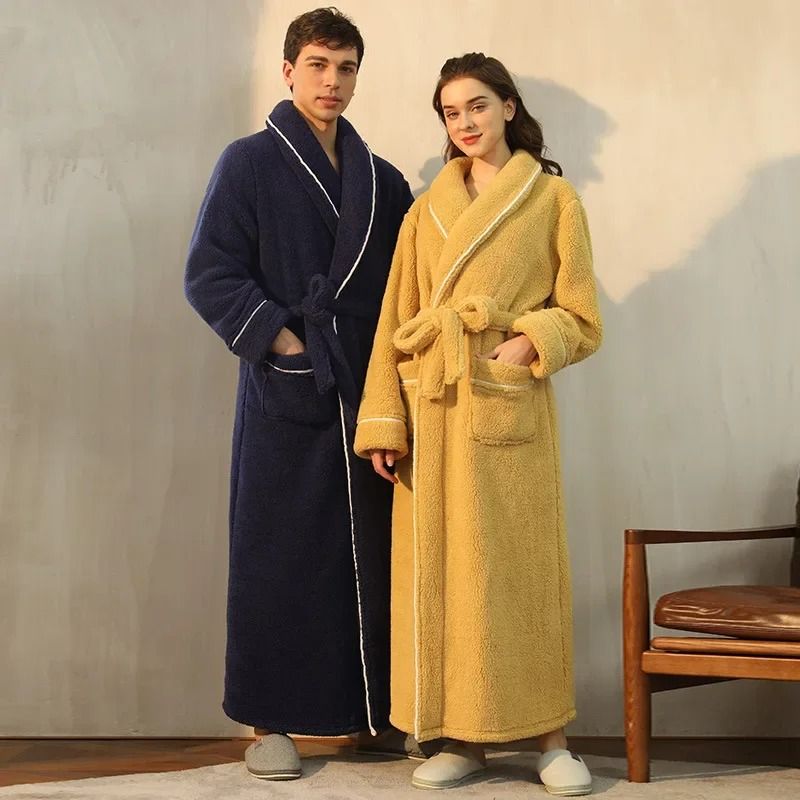 2026 Premium Thick Cotton Robe – Light Luxury Extended Pajama & Comfortable Couple's Bathrobe