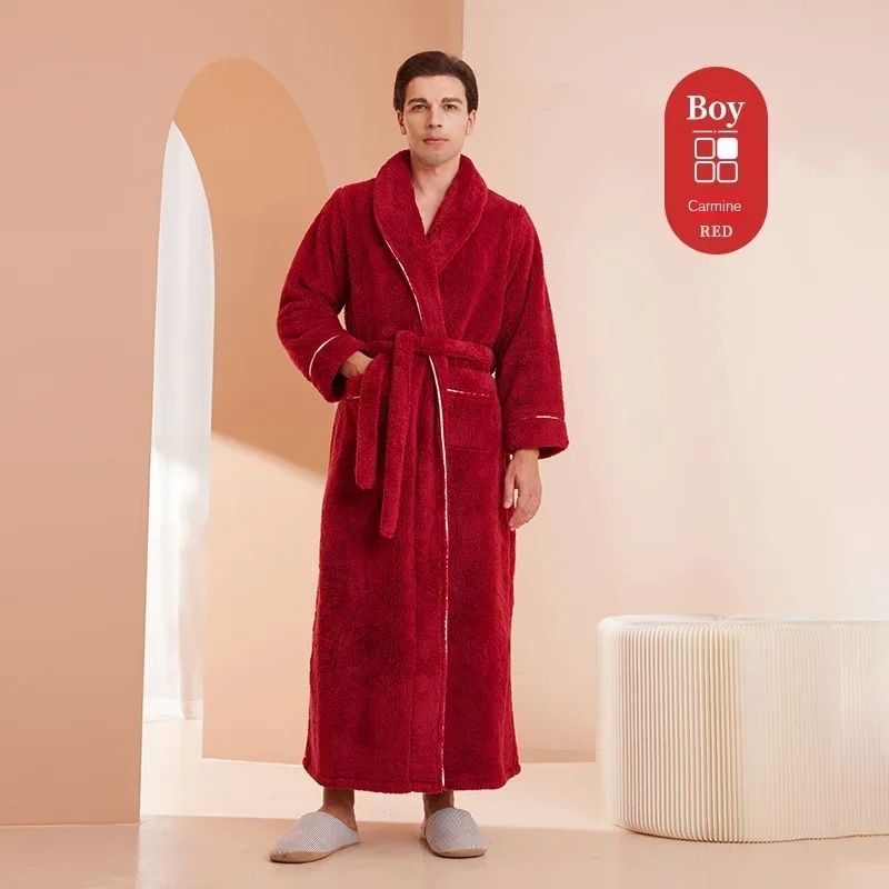 2026 Premium Thick Cotton Robe – Light Luxury Extended Pajama & Comfortable Couple's Bathrobe