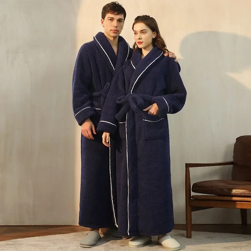 2026 Premium Thick Cotton Robe – Light Luxury Extended Pajama & Comfortable Couple's Bathrobe