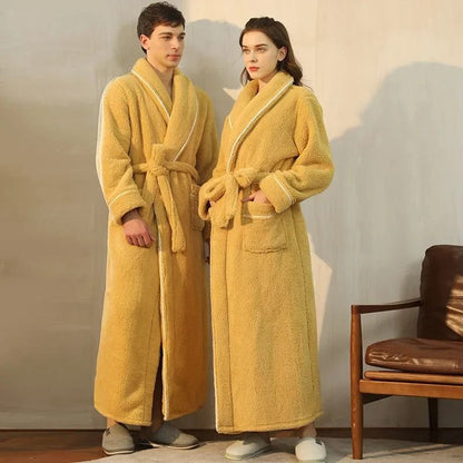 2026 Premium Thick Cotton Robe – Light Luxury Extended Pajama & Comfortable Couple's Bathrobe