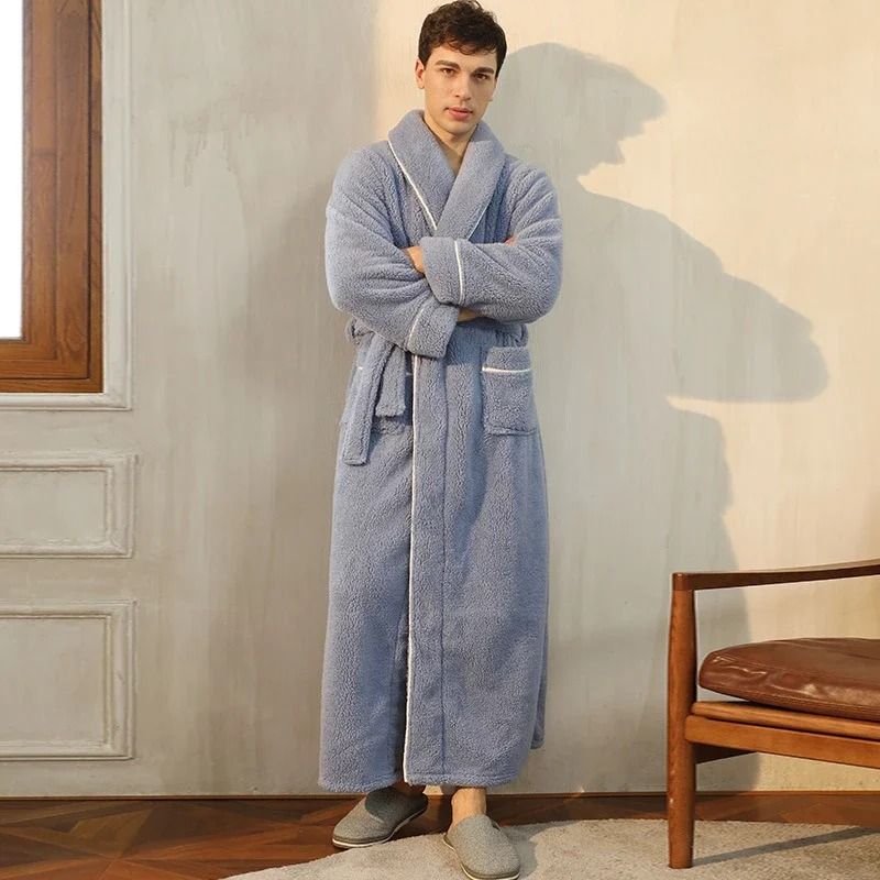 2026 Premium Thick Cotton Robe – Light Luxury Extended Pajama & Comfortable Couple's Bathrobe