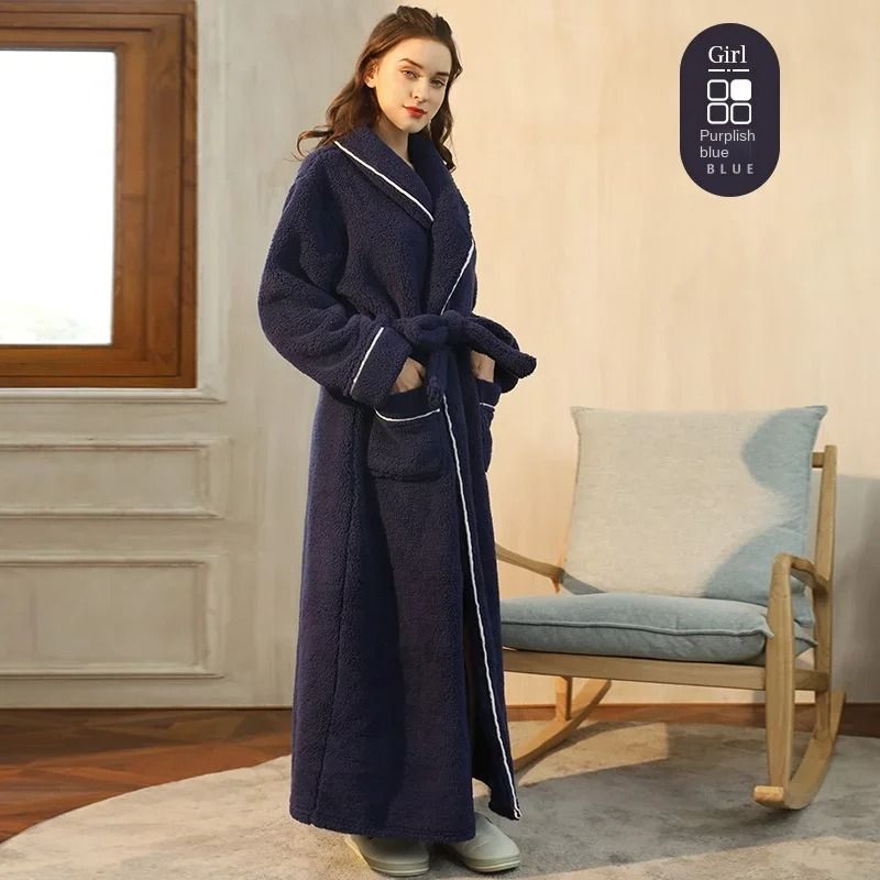 2026 Premium Thick Cotton Robe – Light Luxury Extended Pajama & Comfortable Couple's Bathrobe