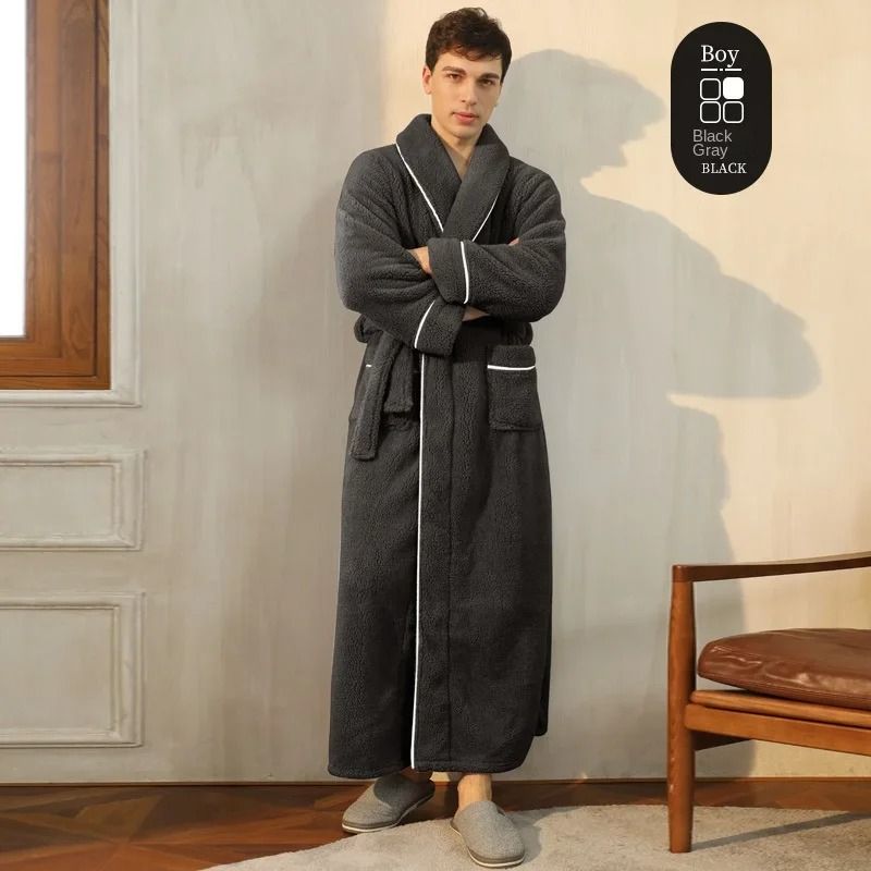 2026 Premium Thick Cotton Robe – Light Luxury Extended Pajama & Comfortable Couple's Bathrobe