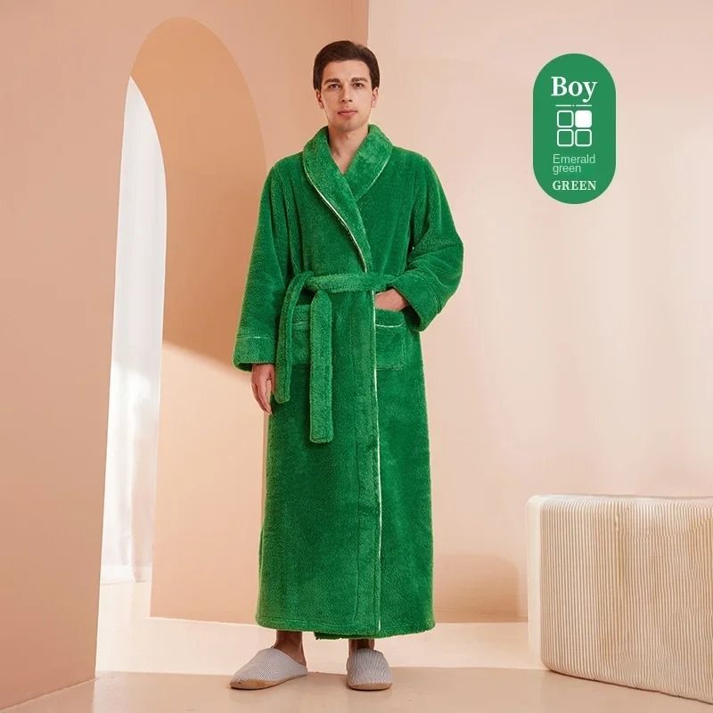 2026 Premium Thick Cotton Robe – Light Luxury Extended Pajama & Comfortable Couple's Bathrobe