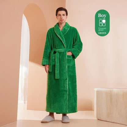 2026 Premium Thick Cotton Robe – Light Luxury Extended Pajama & Comfortable Couple's Bathrobe